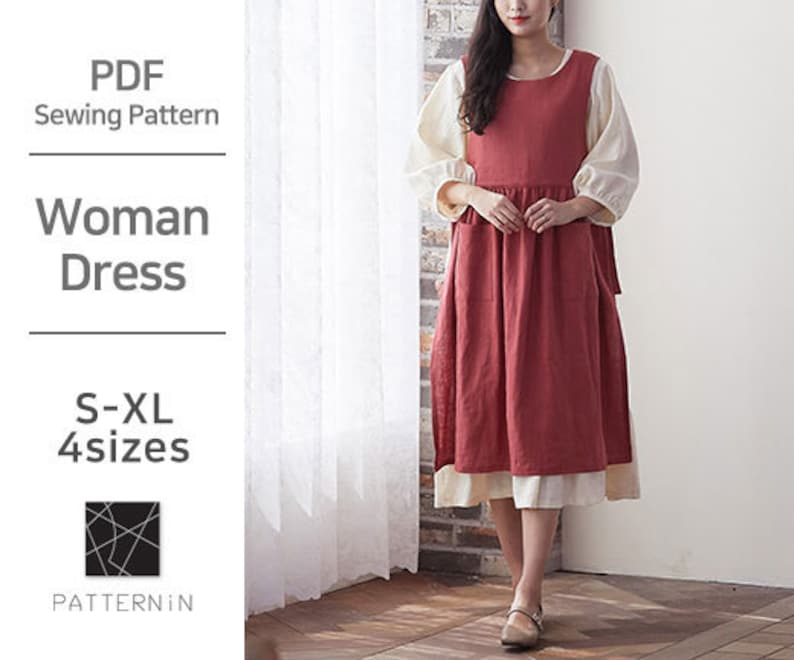 Pattern for Woman]simple Layered Woman Dress, Actual Size PDF Pattern ...
