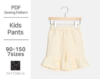 Pattern for Kids]Layered ruffle pants, Actual size PDF pattern (Ver.Eng/PE1454- Pants)