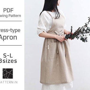 Pattern for Woman]Simple and beautiful apron, Actual size PDF pattern (Ver.Eng/PE1388 - Apron)