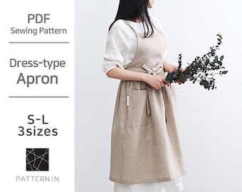 Pattern for Woman]Simple and beautiful apron, Actual size PDF pattern (Ver.Eng/PE1388 - Apron)