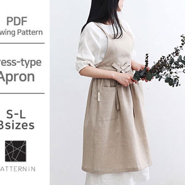 Pattern for Woman]Simple and beautiful apron, Actual size PDF pattern (Ver.Eng/PE1388 - Apron)