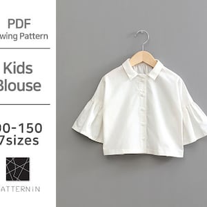 Pattern for Kids]Ruffle sleeves blouse, Actual size PDF pattern (Ver.Eng/PE1282 - Blouse)