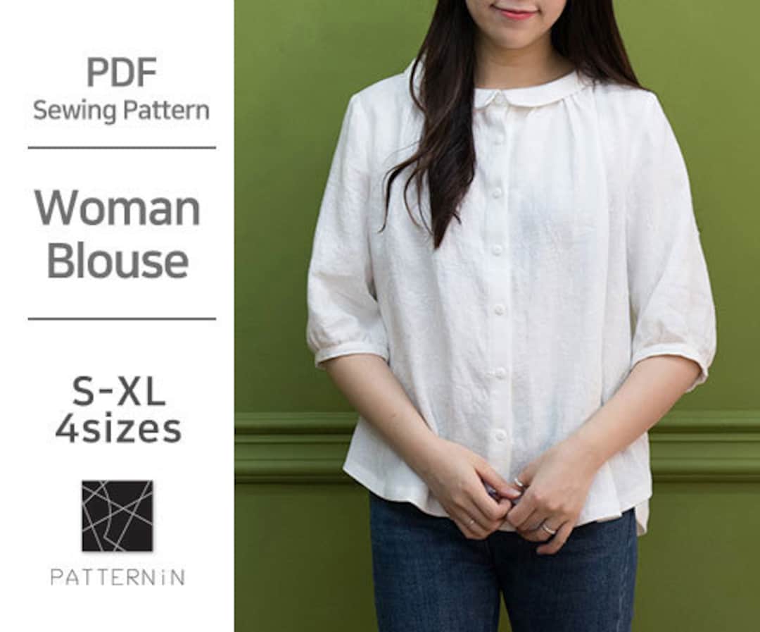 Pattern for Woman]round Collar Blouse, Actual Size PDF Pattern (ver.eng ...