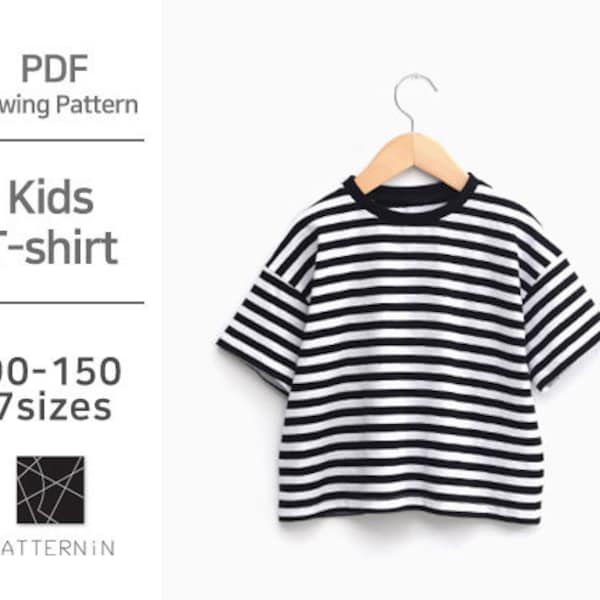 Patron pour enfants]T-shirt avec épaules tombantes, Patron PDF taille réelle (Ver.Eng/PE1265 - T-shirts)