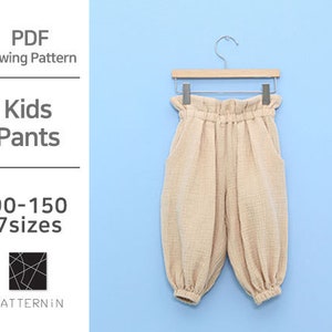 Pattern for Kids]High-waist ruffle jogger pants, Actual size PDF pattern (Ver.Eng/PE1153- Pants)