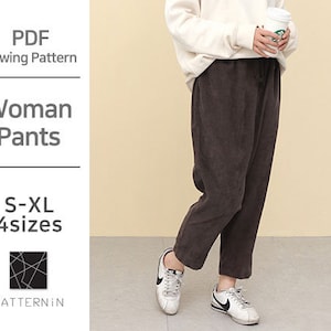 Patrón para Mujer] Pantalón holgado fácil de llevar, Patrón PDF tamaño real (Ver.Eng/PE1177 - Pantalón mujer)