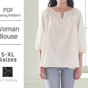 Pattern for Woman]Lovely blouse handmade, Actual size PDF pattern (Ver.Eng/PE1281 - Blouse)