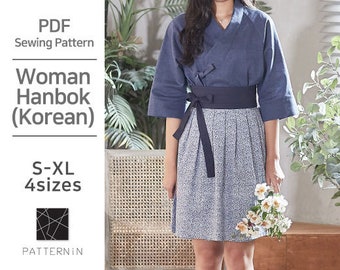 Pattern for woman]Chulic Style living hanbok Set Korean traditional clothes , Actual size PDF pattern (Ver.Korean /P1269 - Woman Hanbok)