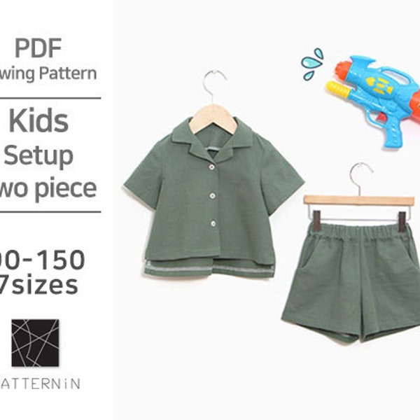 Pattern for Kids] Stylish summer setup two piece, Actual size PDF pattern (Ver.Eng/PE1099-Two piece)
