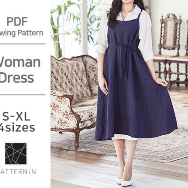 Pattern for Woman]Layered style long camisole, Actual size PDF pattern (Ver.Eng/PE1209 - Woman camisole)