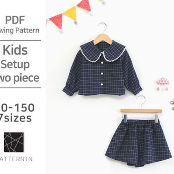 Pattern for Kids] Cute and lovely two piece, Actual size PDF pattern (Ver.Eng/PE1194-Two piece)