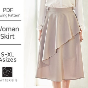 Pattern for Woman]Feminine flounce skirt, Actual size PDF pattern (Ver.Eng/PE1272 - Woman skirt)