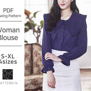 Pattern for Women]Lovely blouse with ruffle, Actual size PDF pattern (Ver.Eng/PE1211 - Blouse)