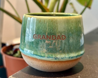 Personalised Reactive Glaze Mug: Custom Engraved Ceramic Coffee Cup and handmade cups green cup