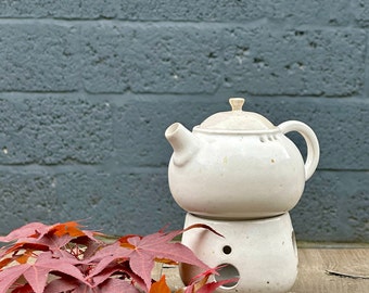 12 oz stoneware Ceramic Teapot, Teapot With Tea Warmer Stovetop, Japanese Style, Handmade pot, Christmas gift, housewarmig gift, foodie gift