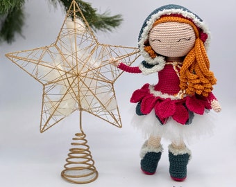 TUTORIAL ROSE et LUMI de Noël _ 2 Flowery crochet characters patterns and its flower_ doll / amigurumi (french)