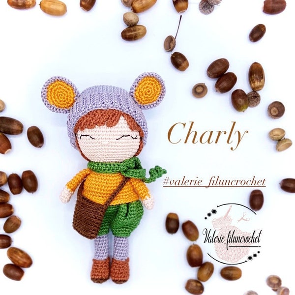 TUTORIAL CHARLY, topo raccoglitore di quenottes _ schema di personaggi animali all'uncinetto _ bambola / amigurumi (francese)