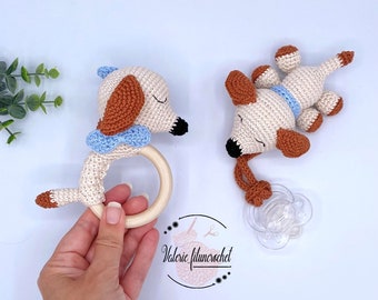 TUTORIAL EMILIE, the dog _ ring and rattle _ crochet pattern / amigurumi (french)