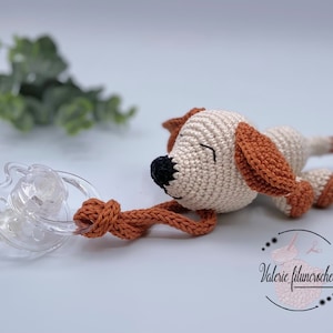 HAPPY TUTORIAL, the dog, &quot;Les Compagnons Mignons&quot; collection _ pacifier clip _ crochet pattern / amigurumi (French)