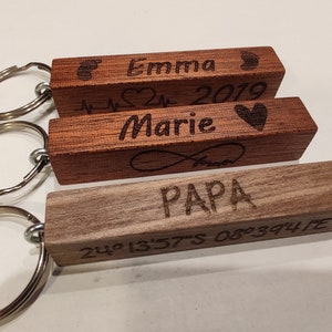 Wooden keychain - handmade with personal engraving