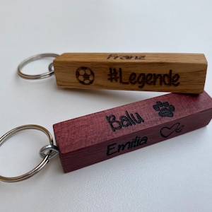 Houten sleutelhanger met persoonlijke gravure - sterrenbeeld, mahonie, walnoot, Kerstmis, geboorte, individueel, Moederdag