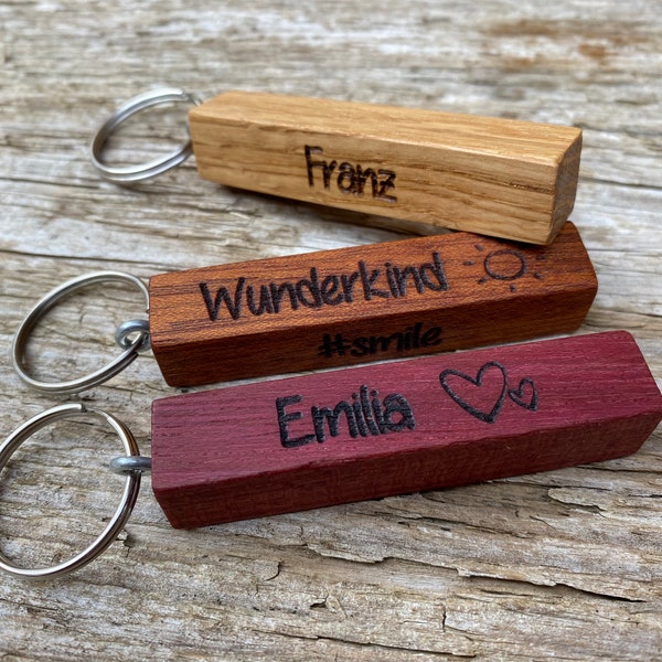 Keychain wood, personalized, partners, couples, desired engraving, Father's Day, Mother's Day, birthday, Valentine's Day, wedding, guest gift