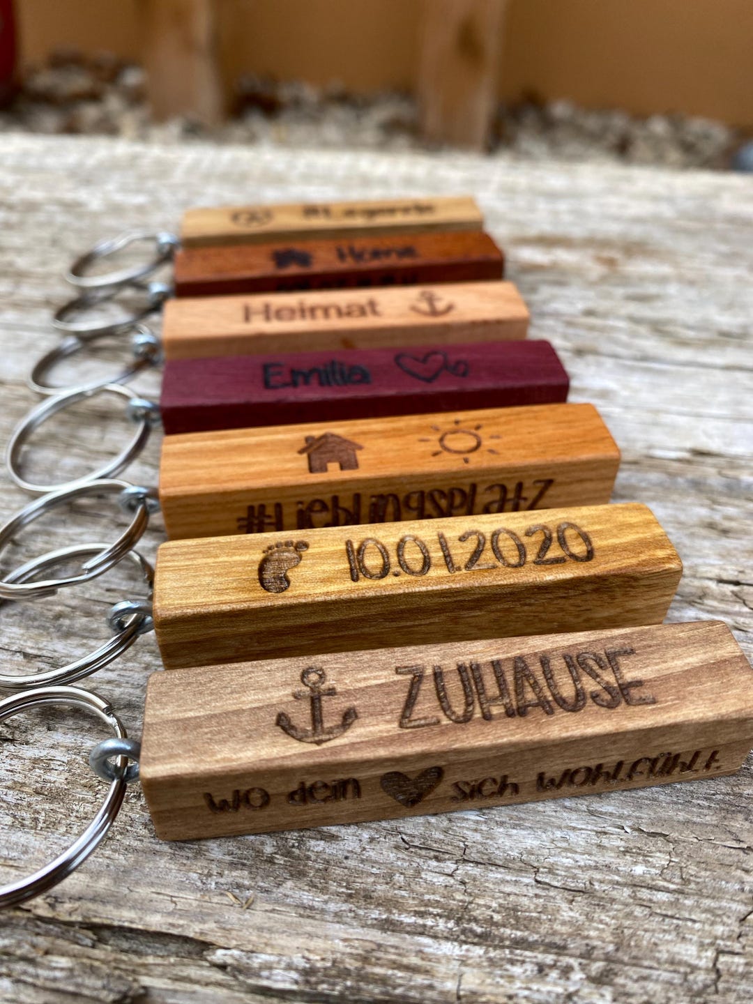 Wooden Keychain - Handmade With Personal Engraving - Etsy