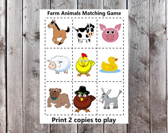 Gioco di abbinamento animali da fattoria, Gioco di memoria, Animali da fattoria, Bambino piccolo, Scuola materna, Scuola dell'infanzia, Scuola domiciliare, Aula, Attività stampabile, Apprendimento