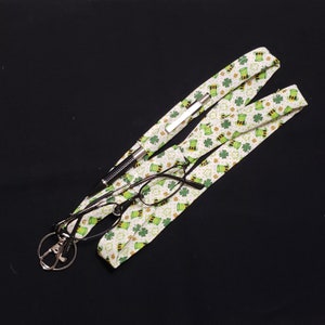 Leprechaun Hats Lanyard with 2 Pen Loops, Glasses Loop, badge and key holder, holiday lanyard, St Patrick&#39;s Day lanyard, shamrock lanyard