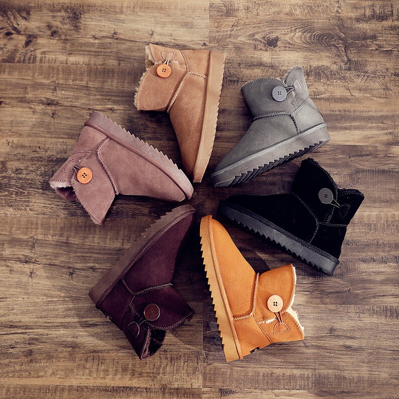 Boot Suede Womens Boots Winter Snow Boots Plush Shoes with Buttons Slippers Warm Boots Women/'s Shoes Fur Boots Ankle Boots