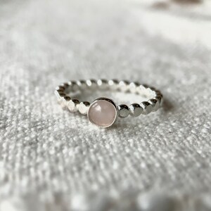 Rose Quartz Hammered Beaded Ring