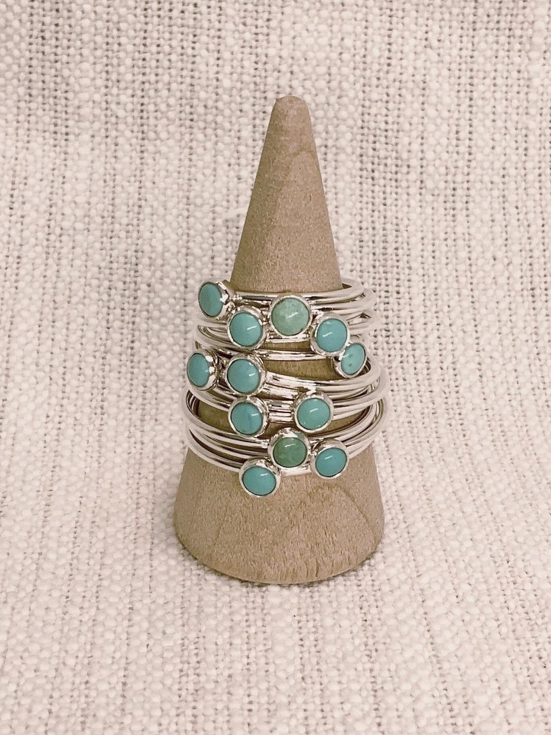 Kingman Turquoise Sterling Silver Stacker Ring Handmade - Etsy