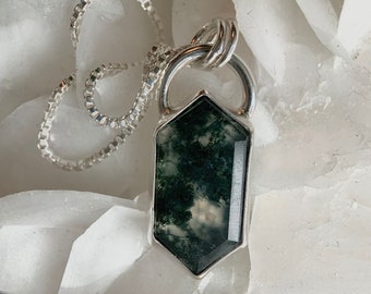 Hexagon Moss Agate Necklace