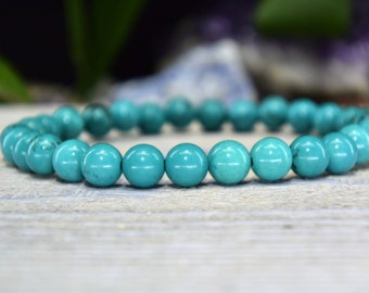 Turquoise Gemstone Bracelet 6mm Turquoise Gemstone Mala Turquoise Healing Bracelet Turquoise 6mm Bracelet Turquoise Gift Throat Chakra