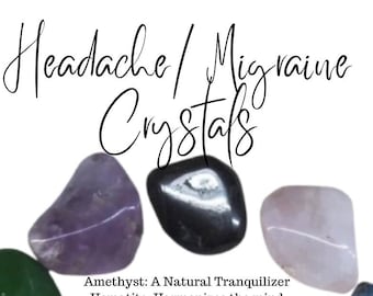 Headache Relief Crystal Kit – 9-Piece Amethyst, Hematite & Quartz Set