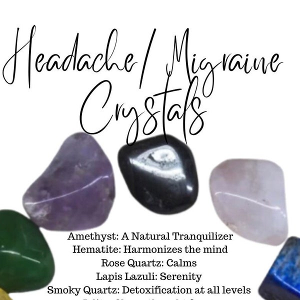 Headache Harmony - Crystal Kit: Amethyst, Hematite, Rose Quartz, Lapis Lazuli, Smoky Quartz, Iolite, Topaz, Aventurine for Relief