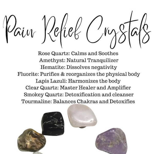 PAIN RELIEF: Relieve Pain Naturally with Our Crystal Kit - Rose Quartz, Amethyst, Hematite, and More for Holistic Pain Relief!