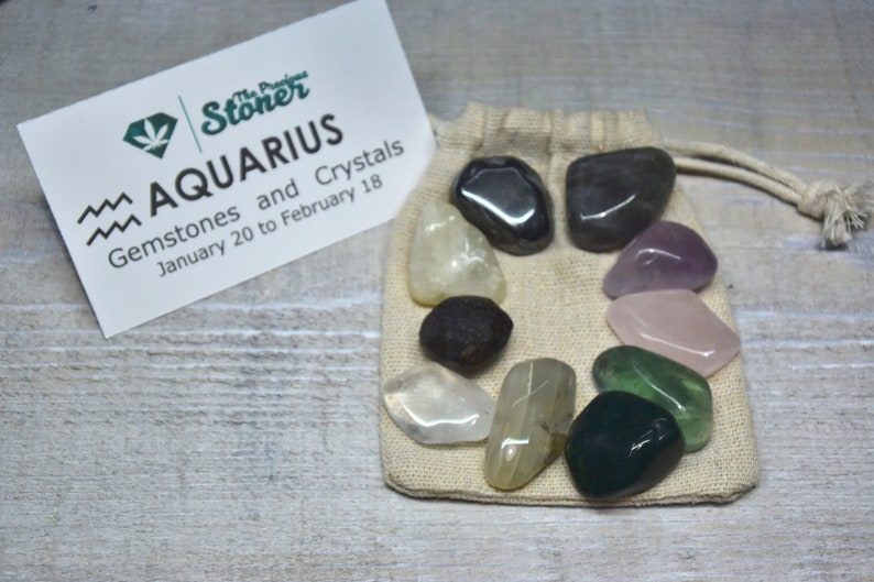 Aquarius Zodiac Crystals Gemstones Kit Aquarius Stones Set Etsy