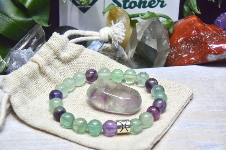 Custom PISCES CHARM Gemstone Bracelet Choose Your Precious Etsy