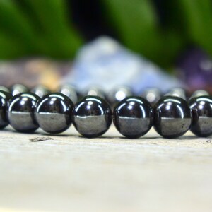 Hematite Gemstone Bracelet 8mm Hematite Gemstone Mala Hematite Healing Bracelet Hematite 8mm Bracelet Hematite Chakra Gift Hematite Mala