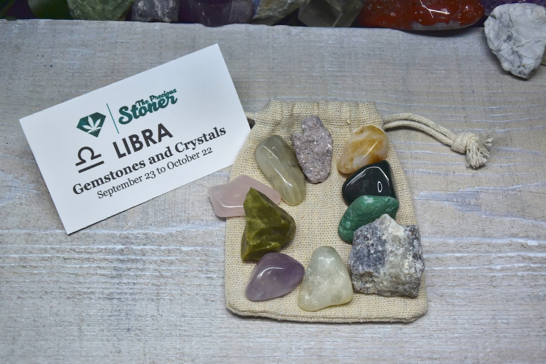 Libra Zodiac Crystal Kit Rose Quartz, Green Opal, Amethyst Encourage