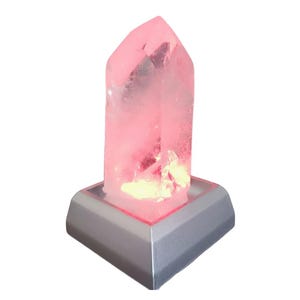 Clear Quartz Crystal Tower with Color-Changing LED Base | 2–3” Polished Point | Meditation Light | Spiritual Decor | Healing Atlas