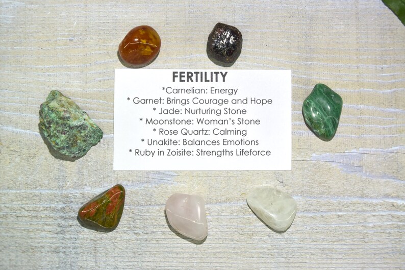 Fertility Crystals Gemstones Kit Fertility Set Increase Etsy