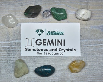 Gemini Zodiac Crystal Kit - Aquamarine, Citrine, Jade | Calm the Mind, Boost Creativity, Enhance Mental Equilibrium