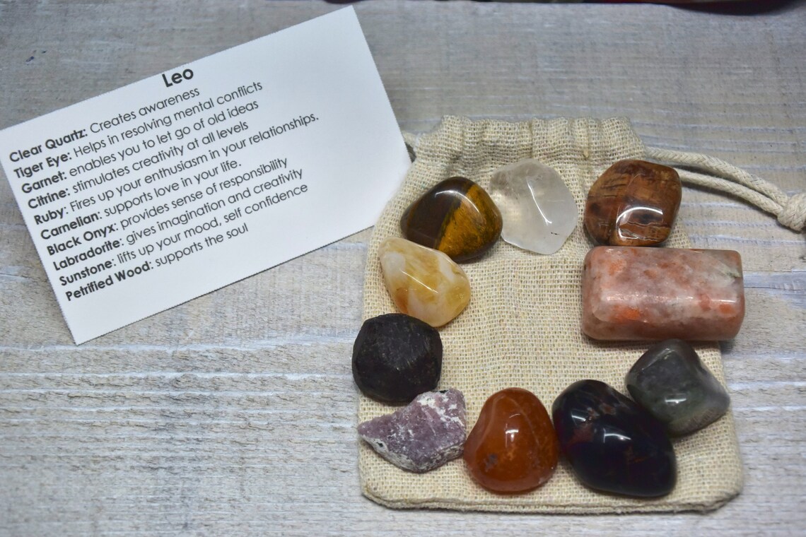 Leo Zodiac Crystals and Gemstones Kit Leo Stones Set Leo Rocks Etsy