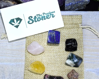 Boost Your Self-Confidence with Our Crystal Kit - Lapis Lazuli, Black Tourmaline, Moss Agate, Ruby, Rhodonite, Citrine, Rose Quartz