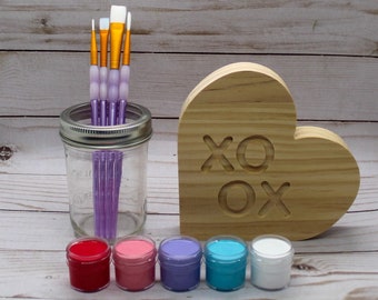 Wooden “XOXO” Heart Paint Kit