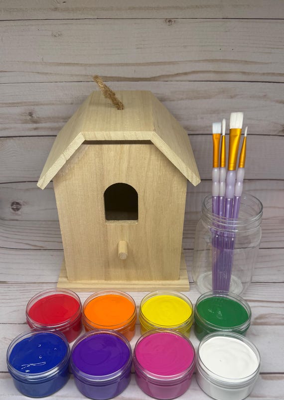 Hanging Birdhouse Paint Kit (Flat Roof)