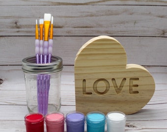 Wooden “Love” Heart Paint Kit