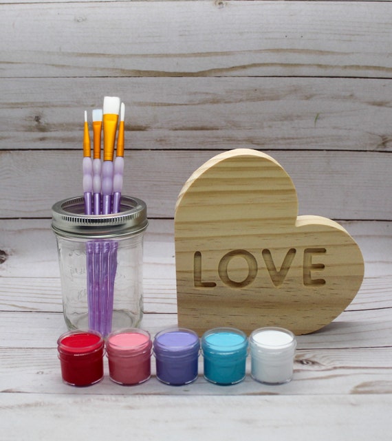 Wooden “Love” Heart Paint Kit